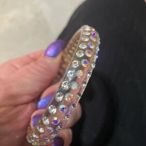 Vintage slim encrusted  lucite bangle bracelet glitzy